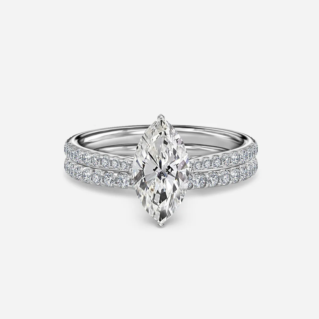 1.0 CT Marquise Cut Moissanite Pave Bridal Ring Set