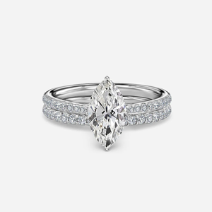1.0 CT Marquise Cut Moissanite Pave Bridal Ring Set