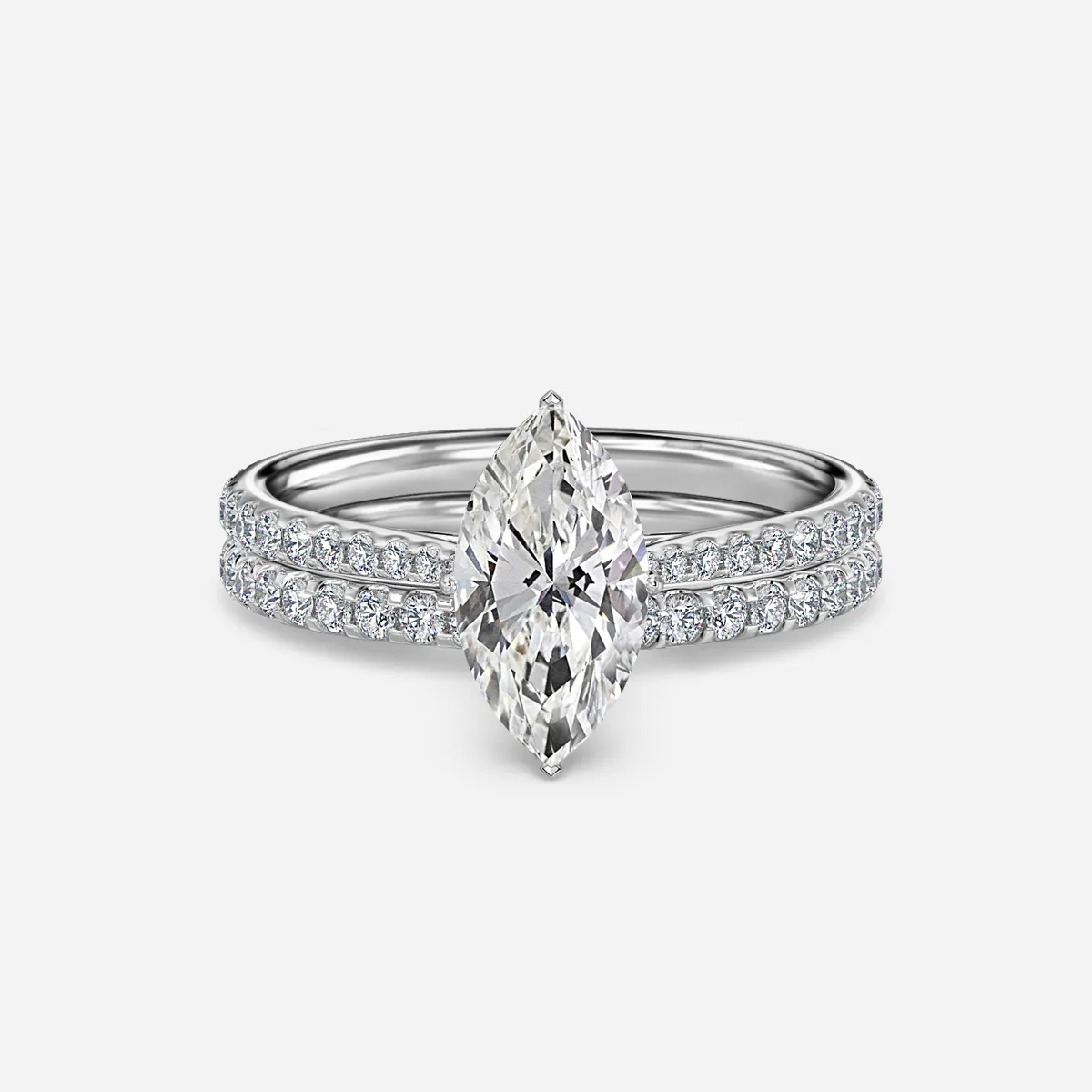 1.0 CT Marquise Cut Moissanite Pave Bridal Ring Set