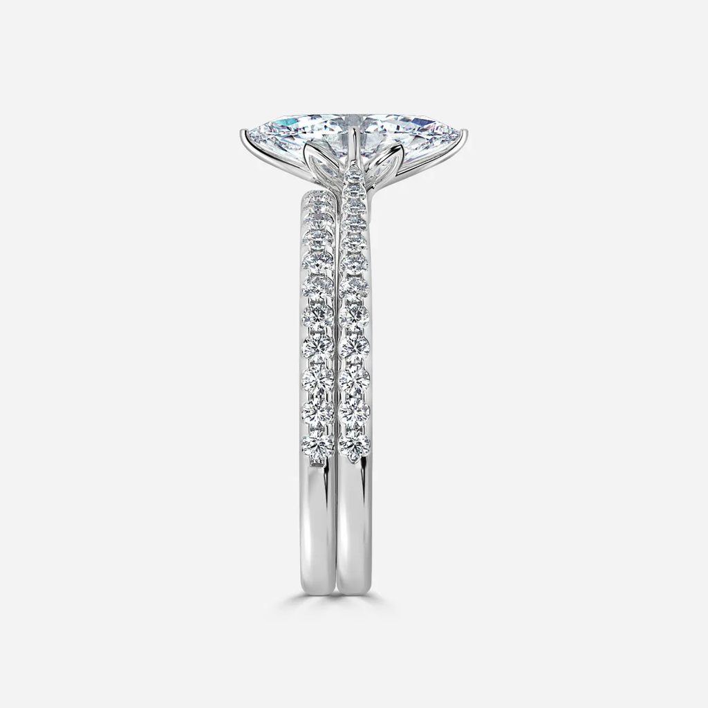 1.0 CT Marquise Cut Moissanite Pave Bridal Ring Set