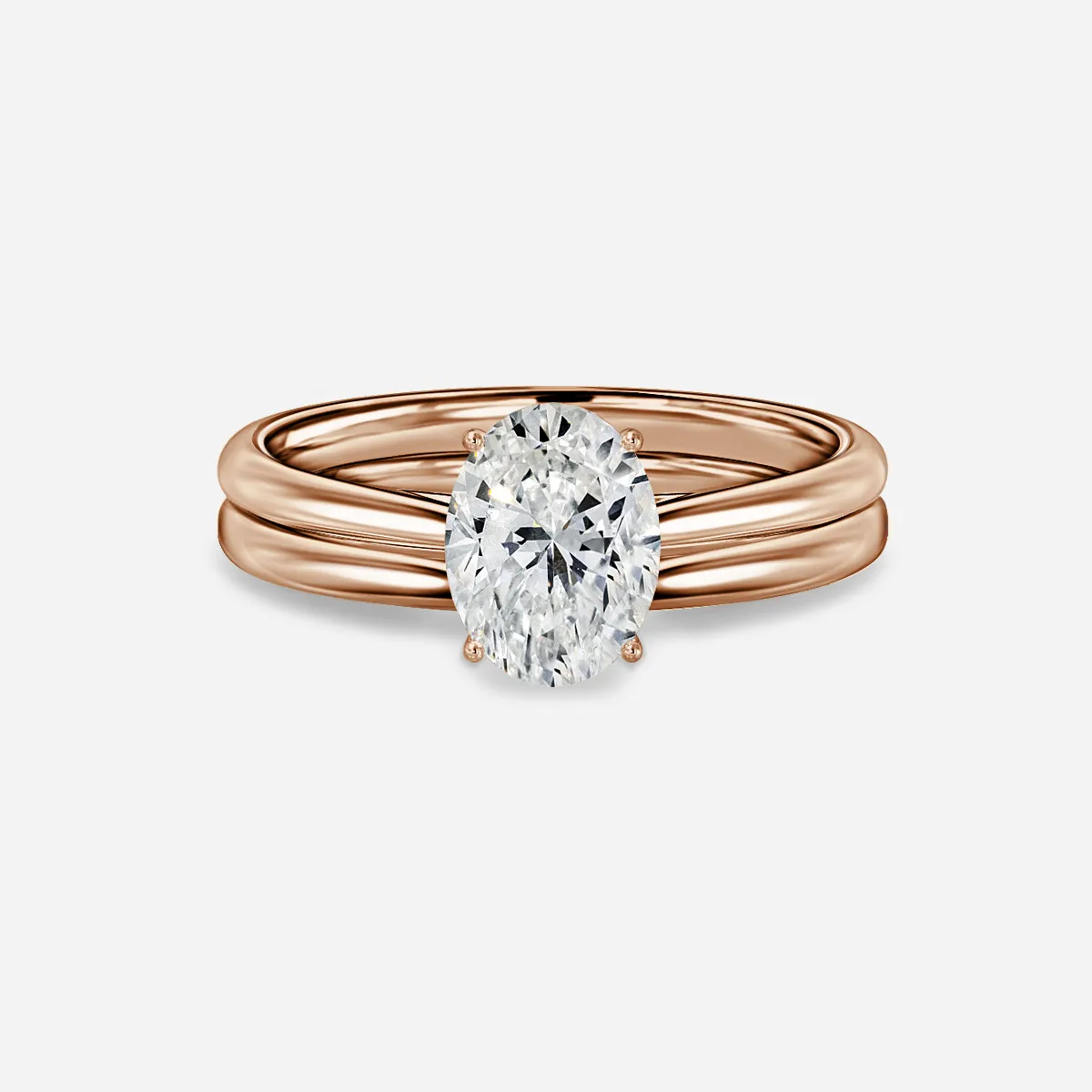 1.0 CT Oval Cut Moissanite Solitaire  Bridal Ring Set