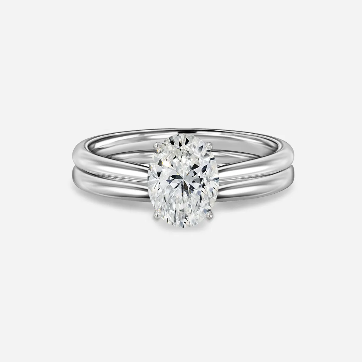 1.0 CT Oval Cut Moissanite Solitaire  Bridal Ring Set