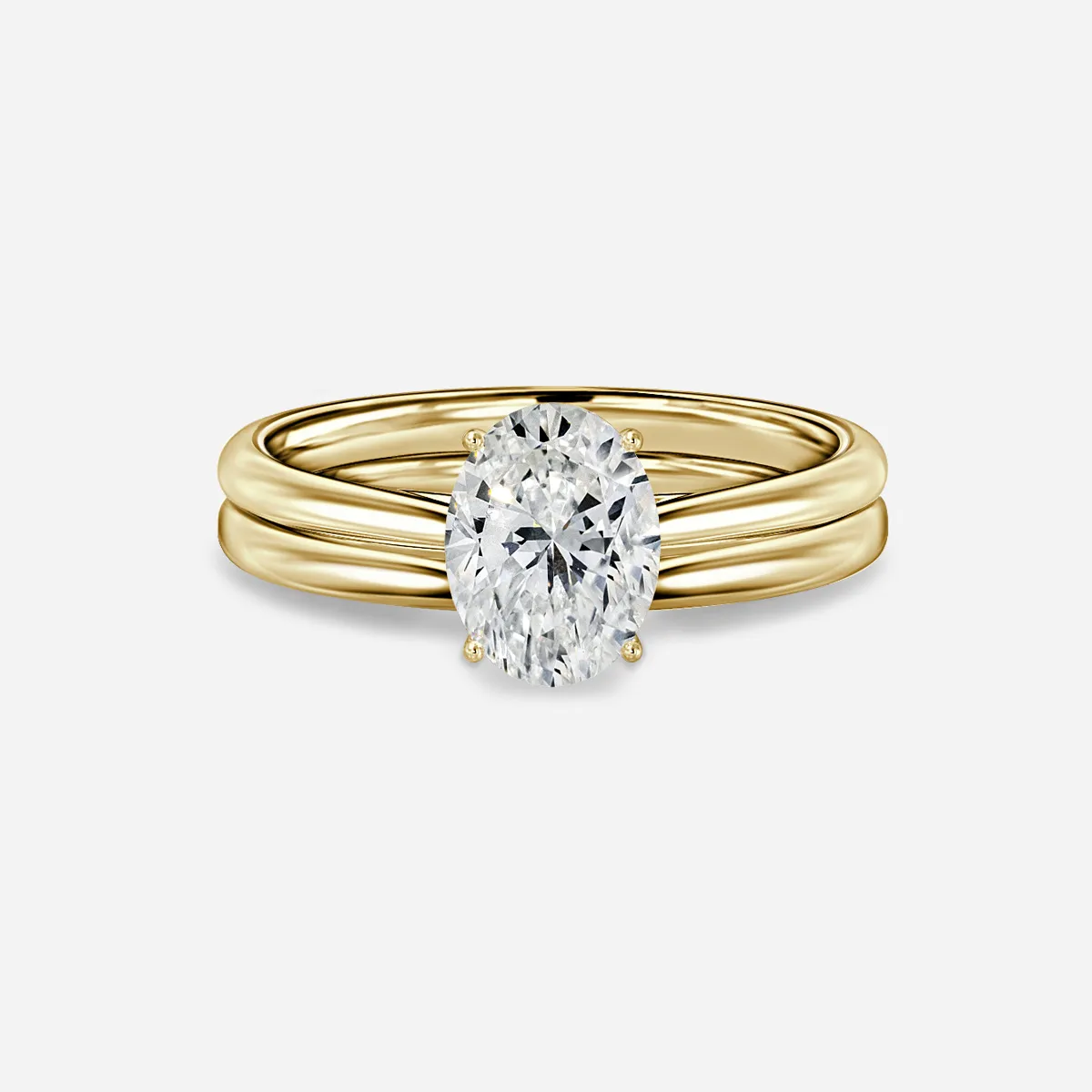1.0 CT Oval Cut Moissanite Solitaire  Bridal Ring Set