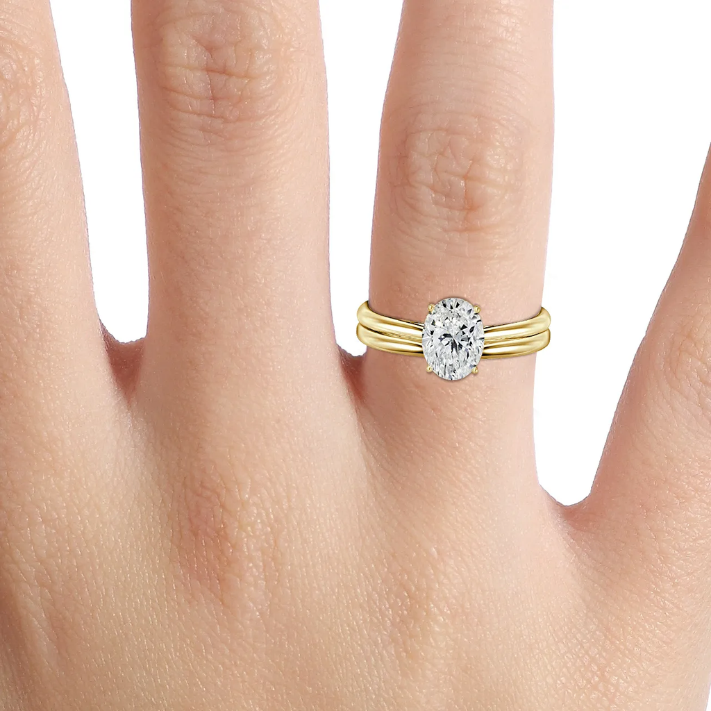 1.0 CT Oval Cut Moissanite Solitaire  Bridal Ring Set