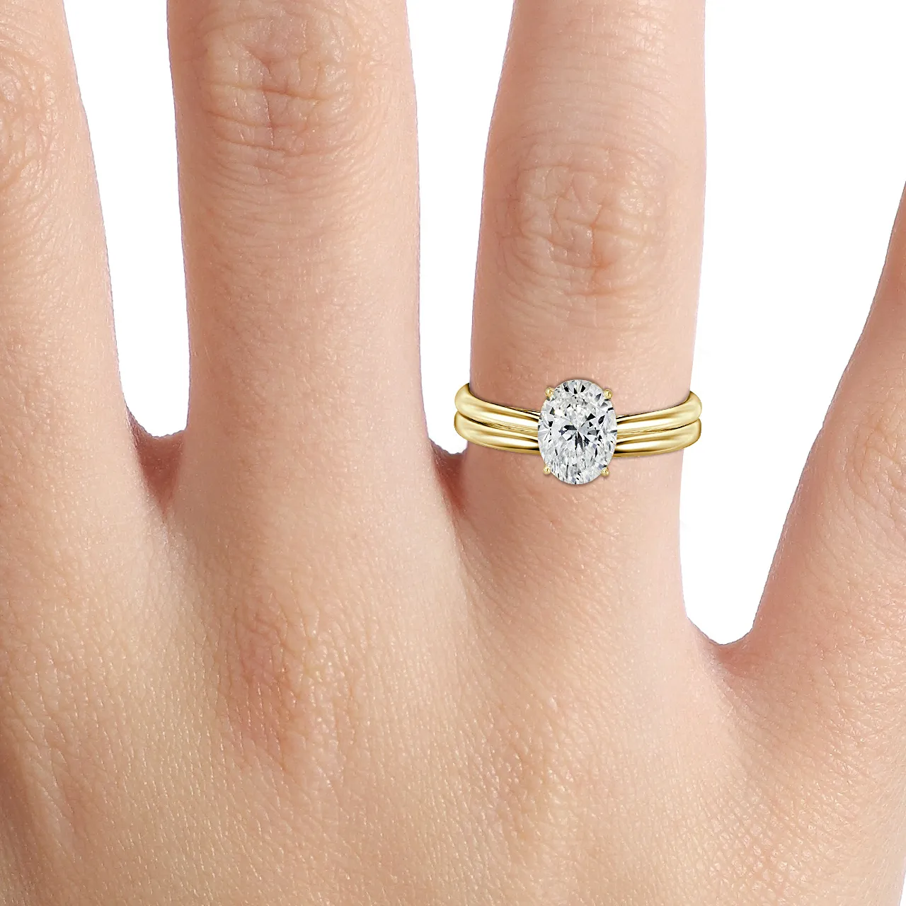 1.0 CT Oval Cut Moissanite Solitaire  Bridal Ring Set
