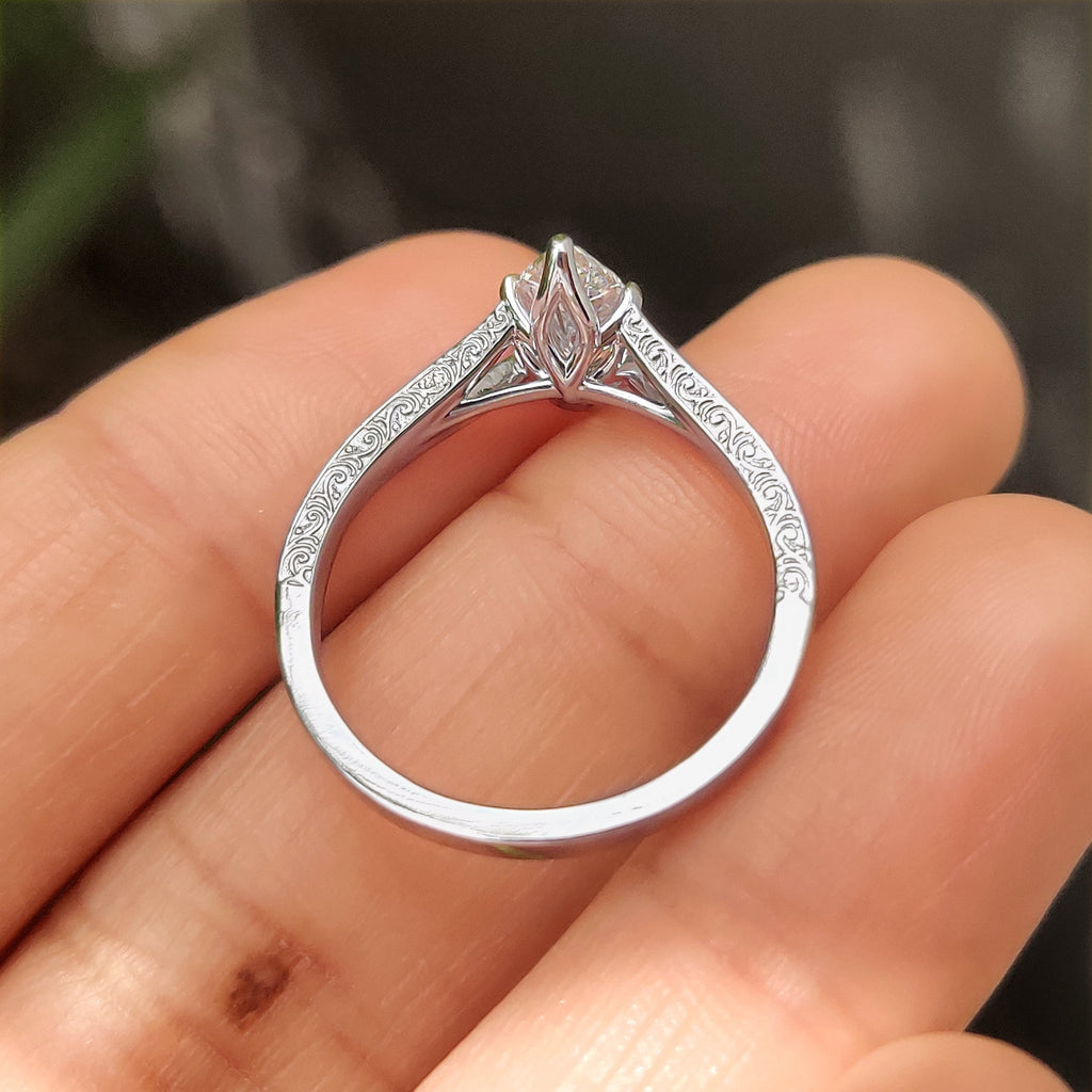 Split Shank Marquise Cut Engagement Ring in Solitaire Style