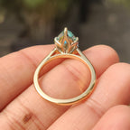 Cyan Blue Pear Cut Moissanite Ring in Solitaire Style