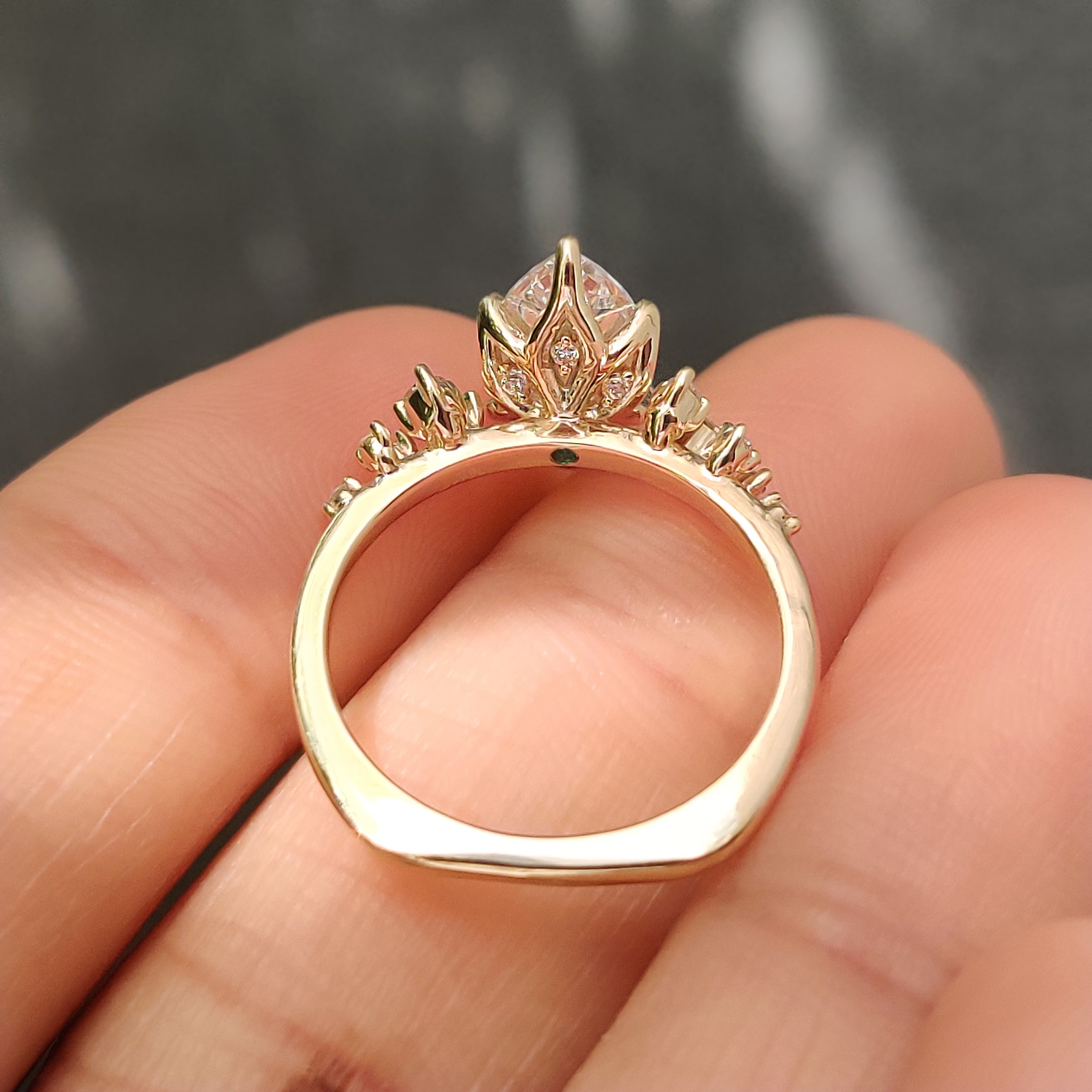Marquise Engagement Ring in Tulip Setting