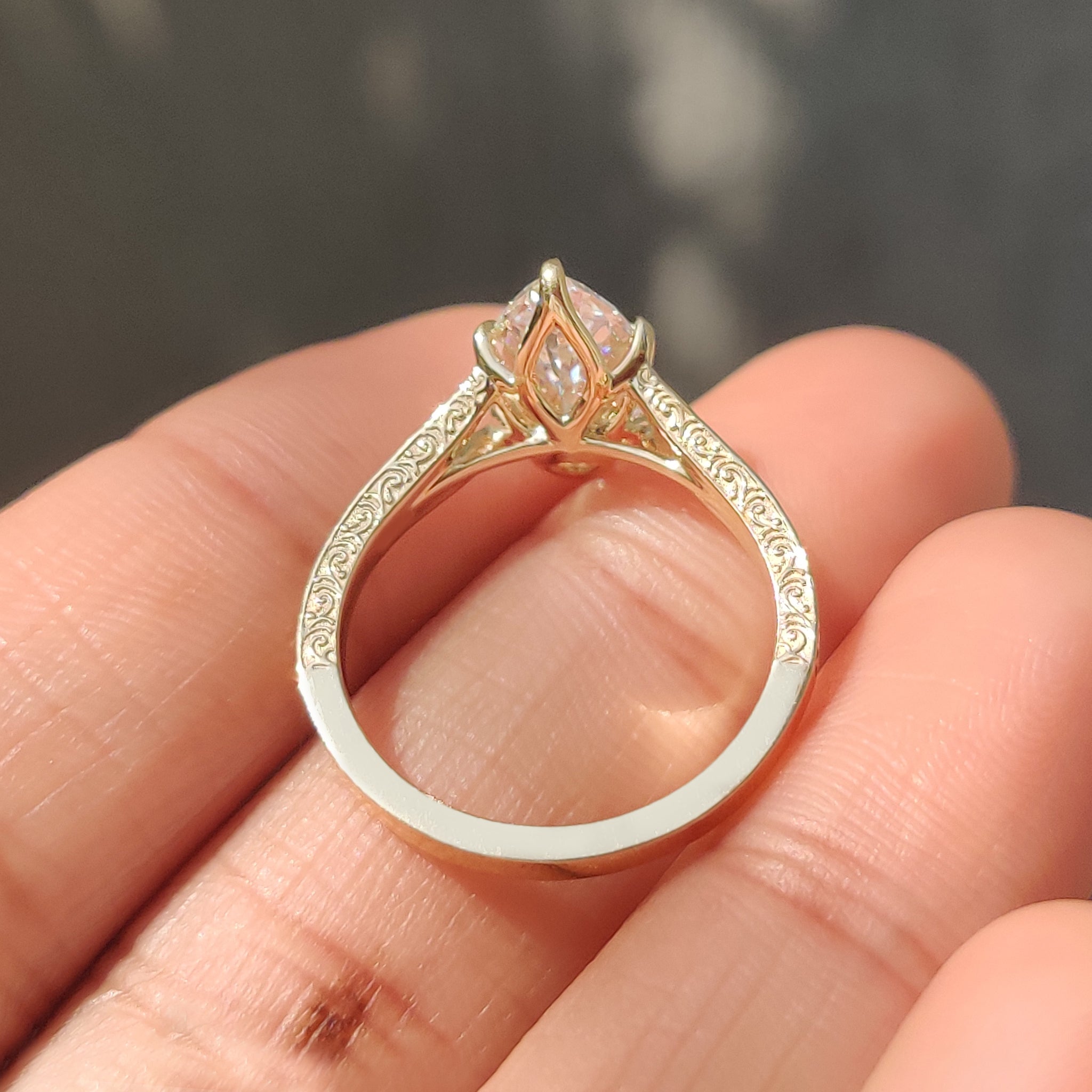 Marquise Cut Vintage Diamond Ring with Filigree Details