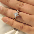 Princess Cut Diamond Ring With Twisted Pave