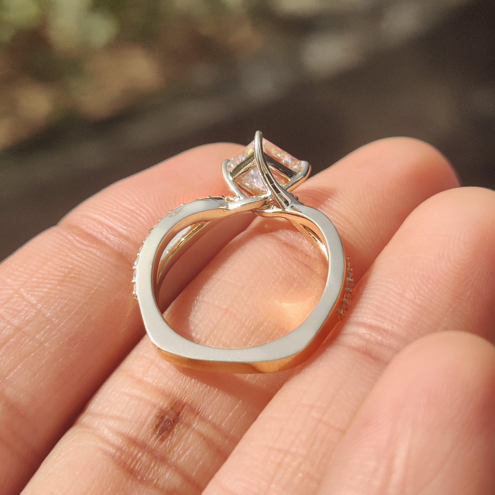 Princess Cut Diamond Ring With Twisted Pave Secondary image