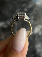 Two Tone Emerald Cut 5 carat IGI Certified Lab Grown Diamond Three Stone Engagement Ring - DisneyValley