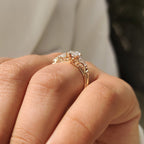 Vintage Style Marquise Diamond Ring with Basket Filigree Details