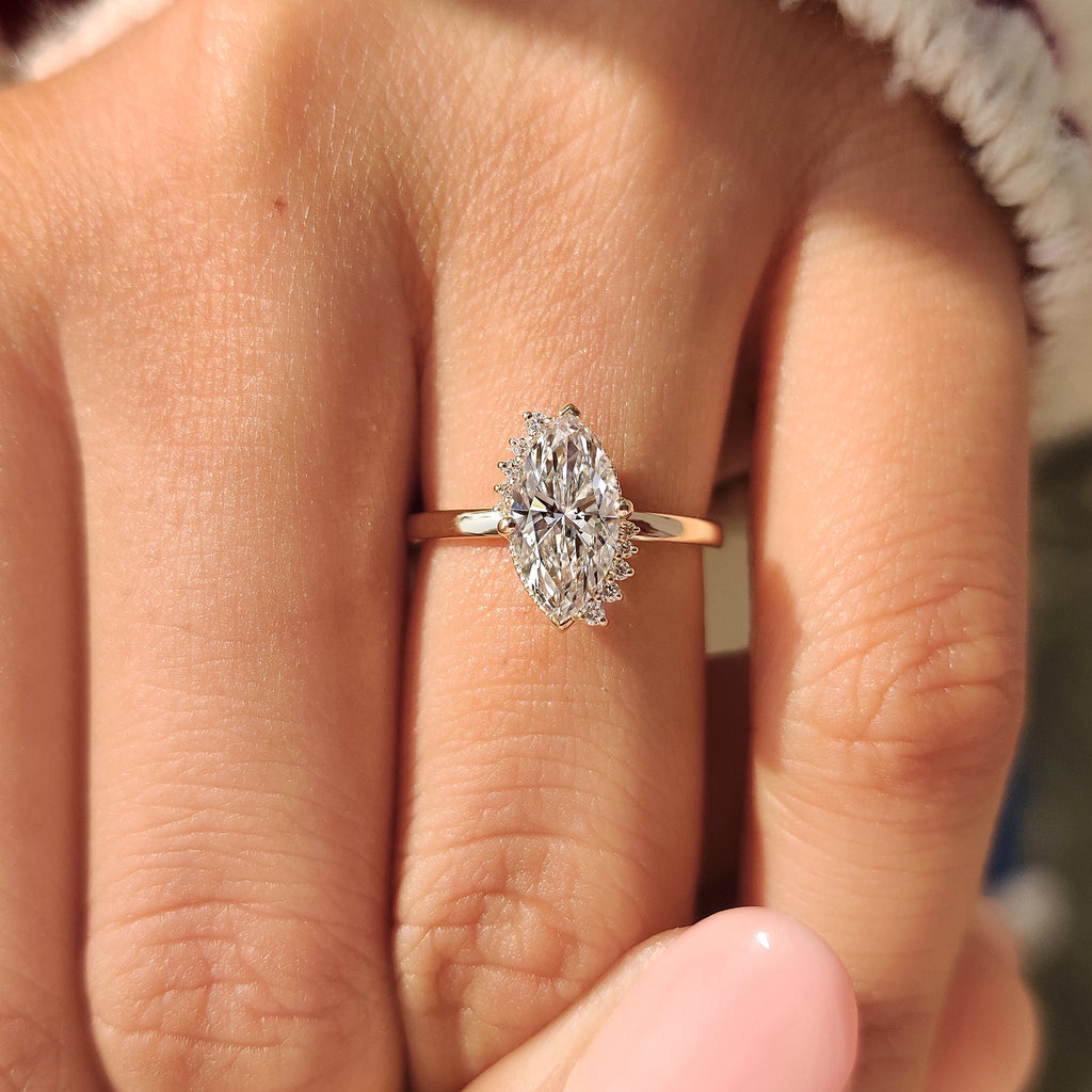 Marquise Cut Ring in Milgrain Details