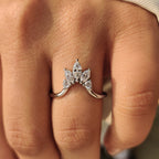 U Shape Curved Wedding Band with Marquise and Round Diamonds