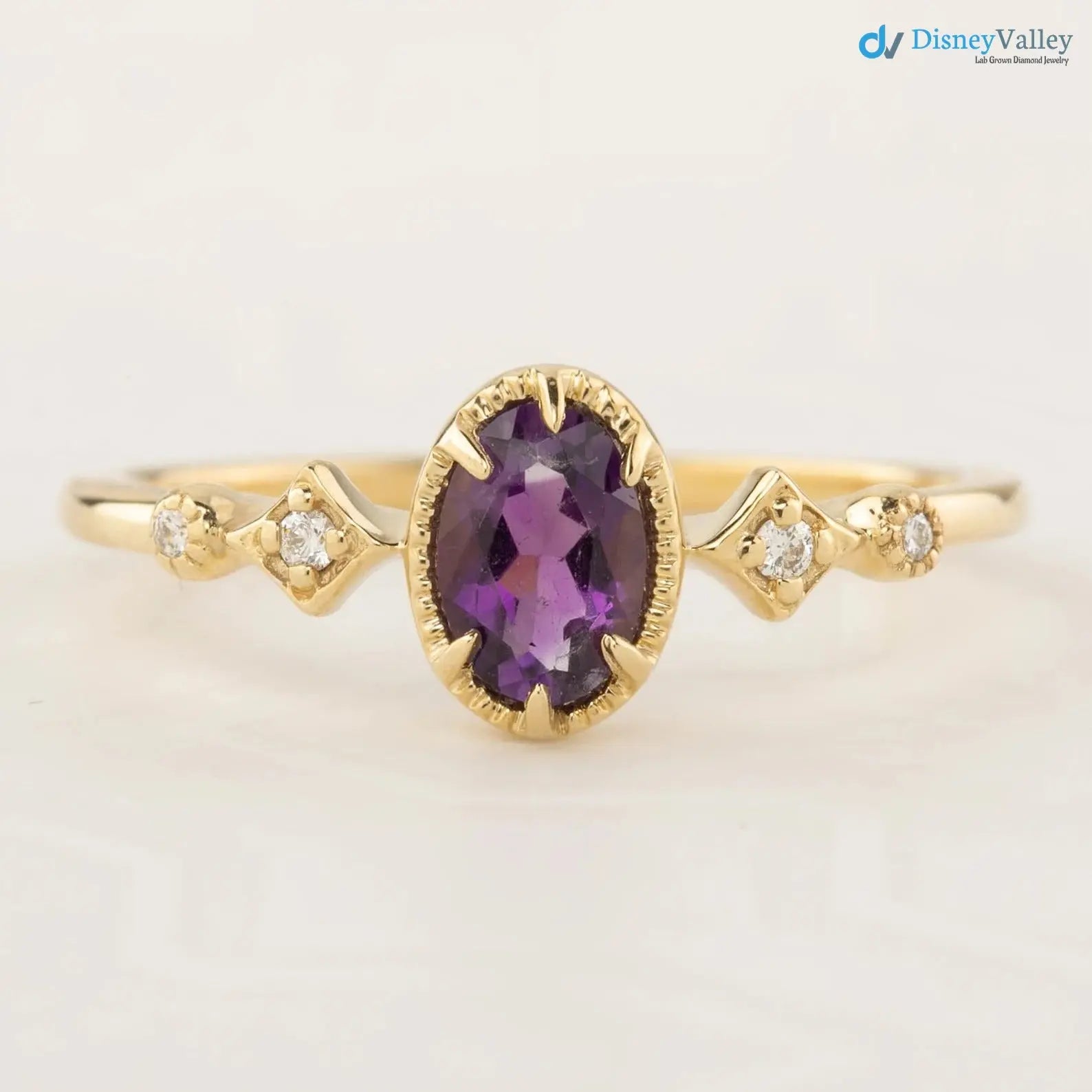 Unique large oval birthstone ring, Vintage inspired oval birthstone jewelry DisneyValley Main image