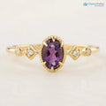 Unique large oval birthstone ring, Vintage inspired oval birthstone jewelry DisneyValley