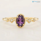 Unique large oval birthstone ring, Vintage inspired oval birthstone jewelry DisneyValley