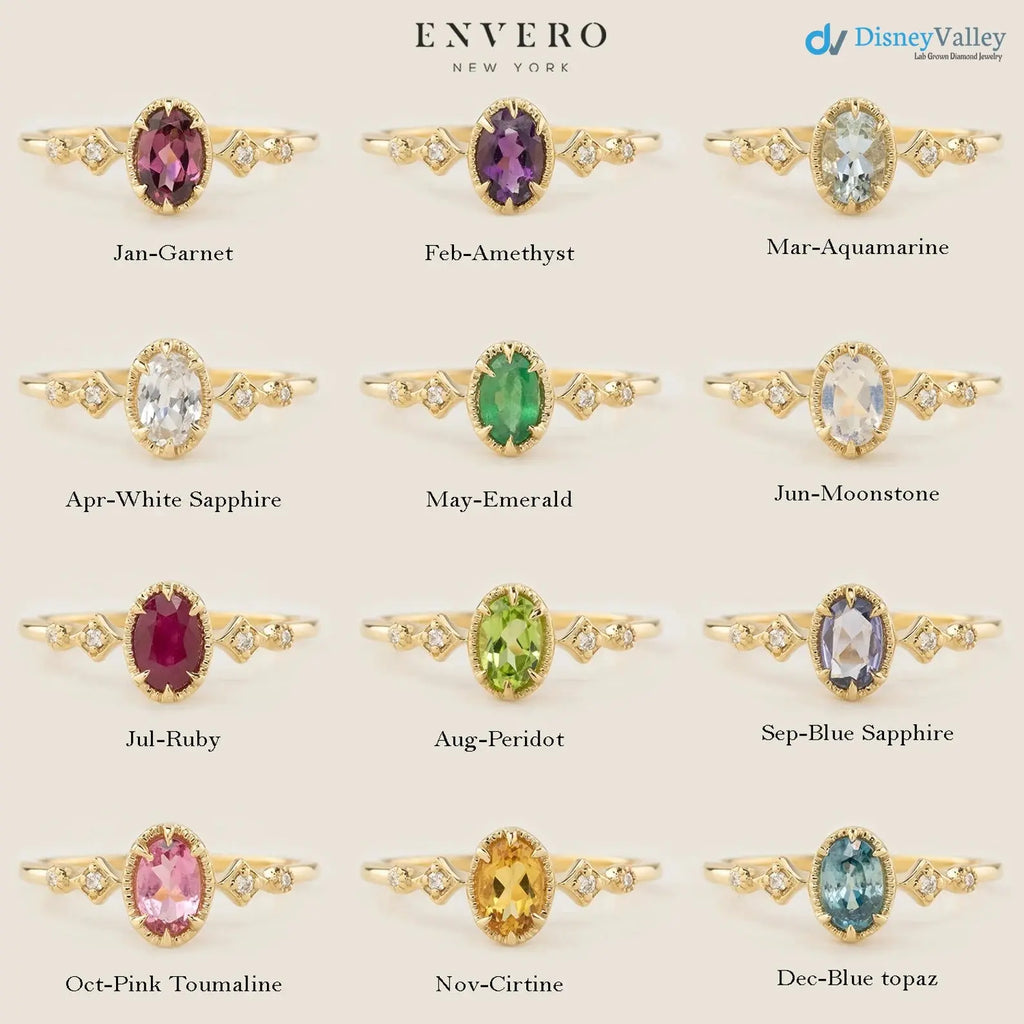 Unique large oval birthstone ring, Vintage inspired oval birthstone jewelry DisneyValley