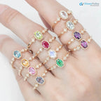 Unique large oval birthstone ring, Vintage inspired oval birthstone jewelry DisneyValley