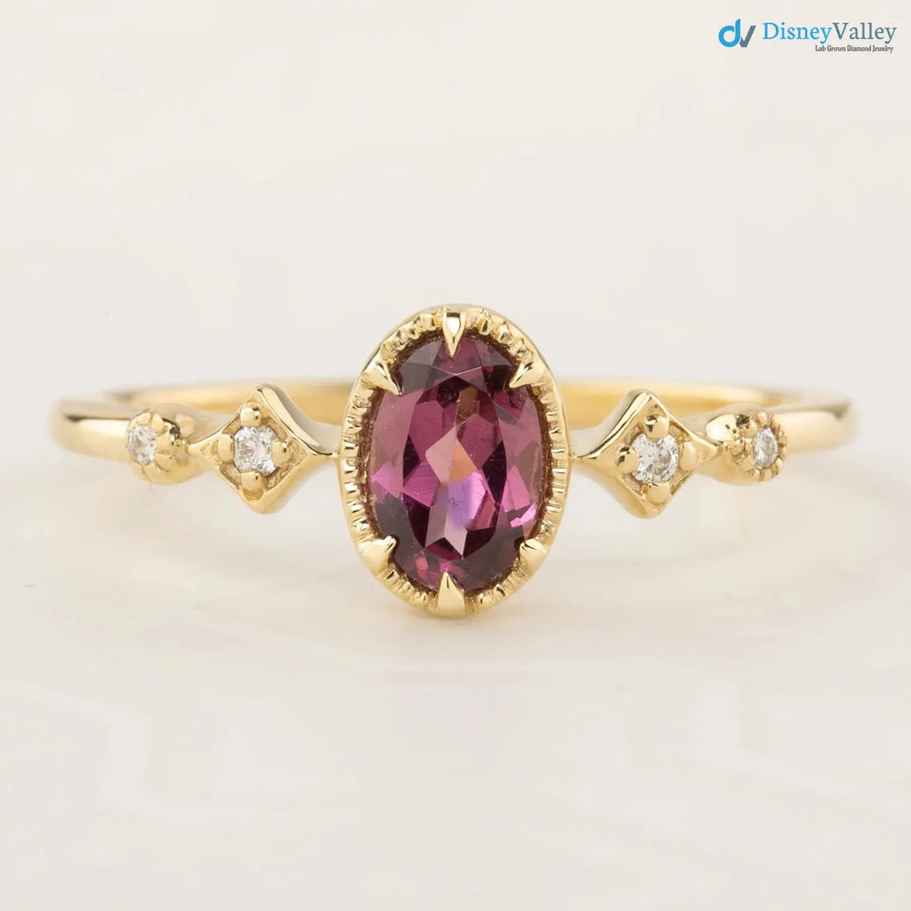 Unique large oval birthstone ring, Vintage inspired oval birthstone jewelry DisneyValley