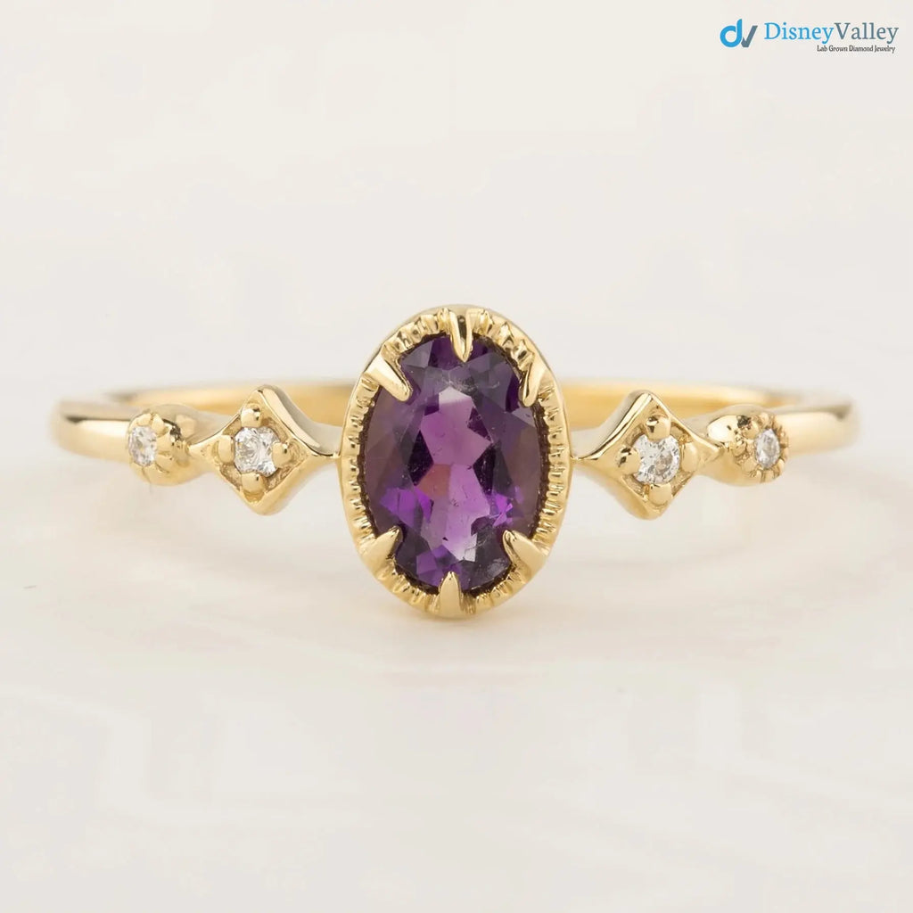 Unique large oval birthstone ring, Vintage inspired oval birthstone jewelry DisneyValley