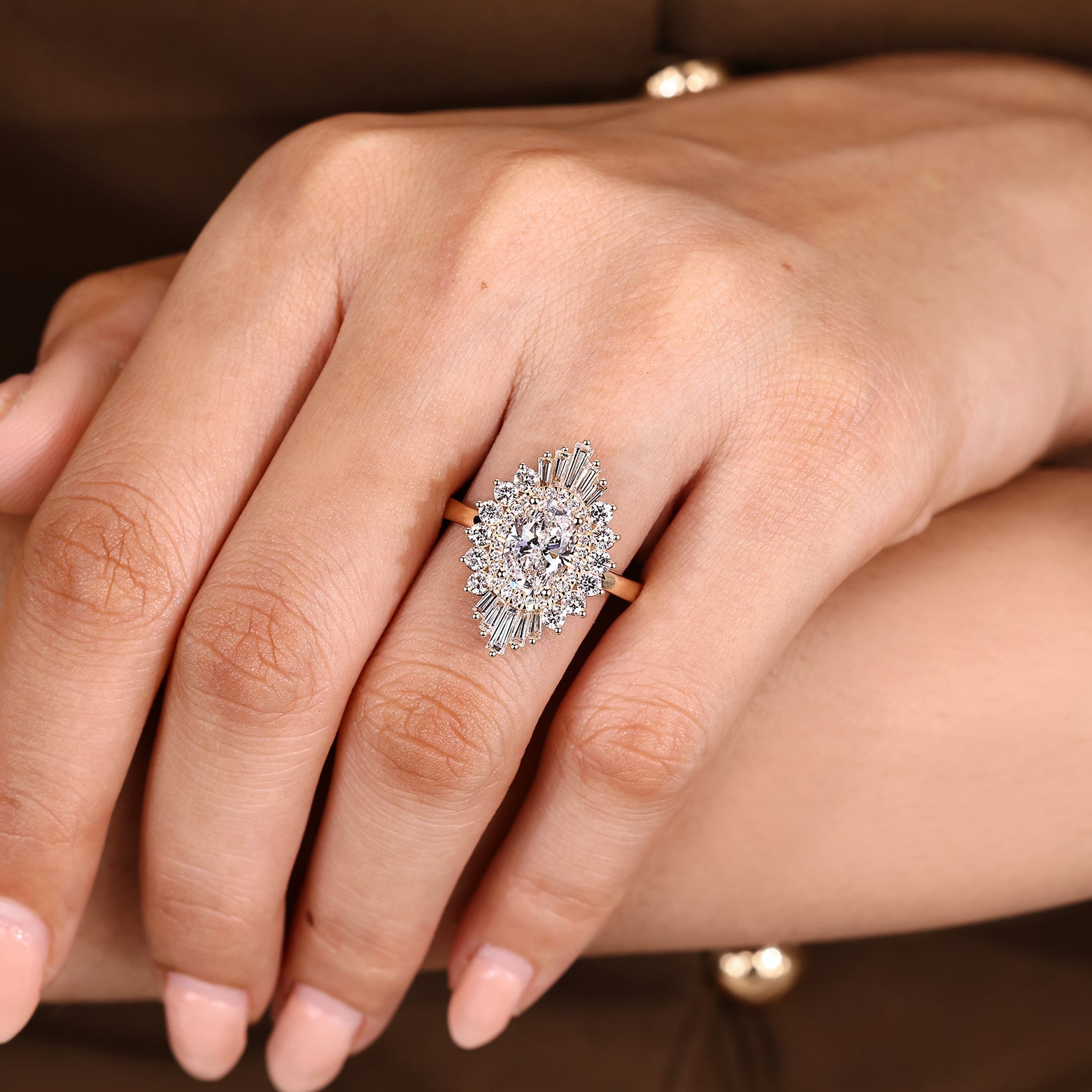 Oval Cut Engagement Ring In Double Halo Style