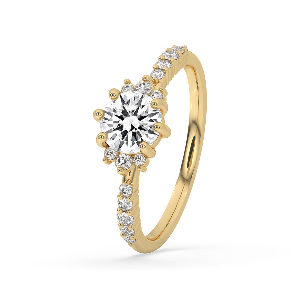 2 Carat Round Diamond Ring with Elegant Pave Setting