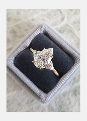 1.60 CT Pear Cut Moissanite Cluster Engagement Ring