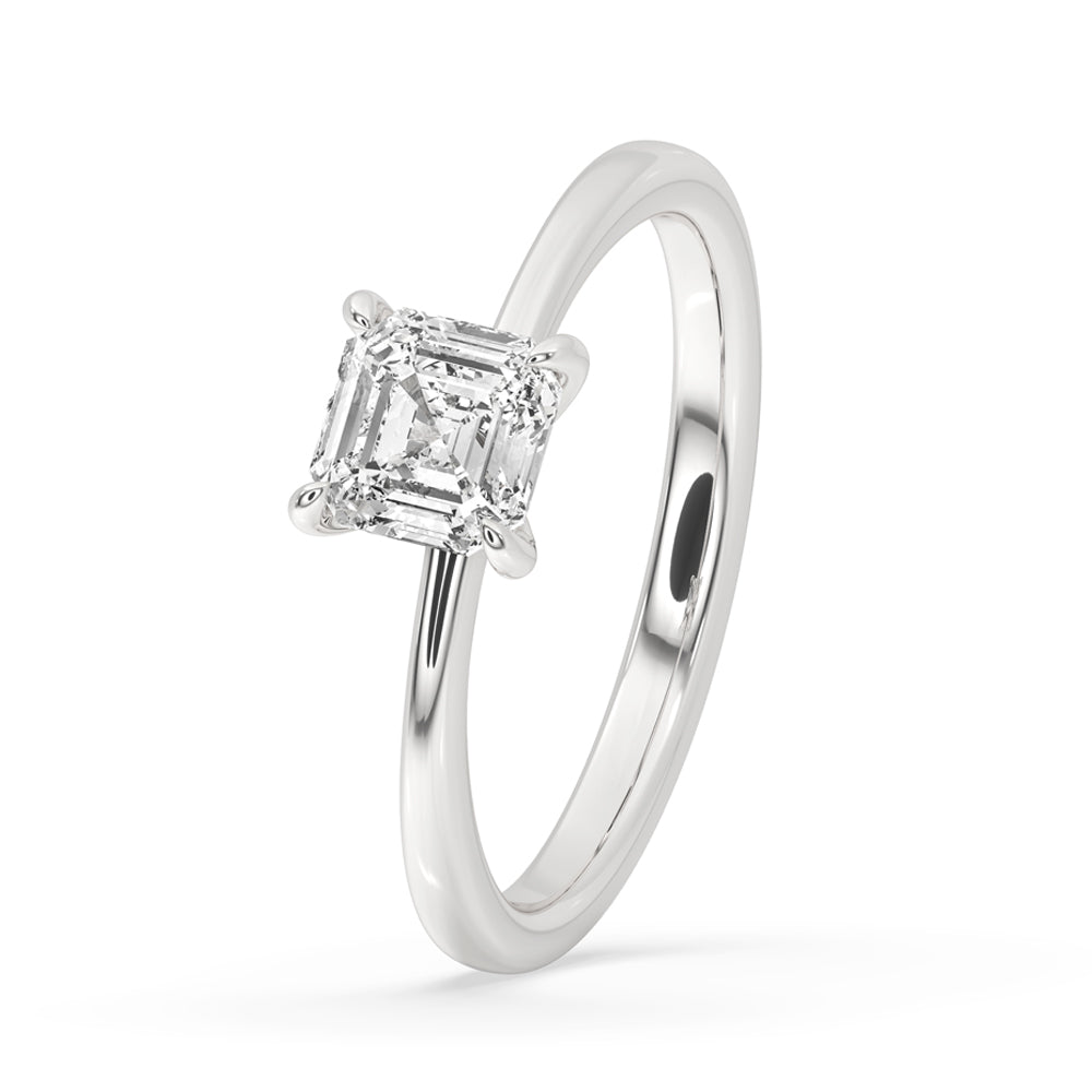Diamond Solitaire Engagement Ring with Asscher Style Secondary image