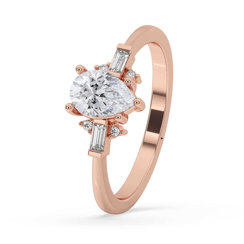 Pear Shaped Diamond Engagement Ring With Classic Prong Setting Secondary image