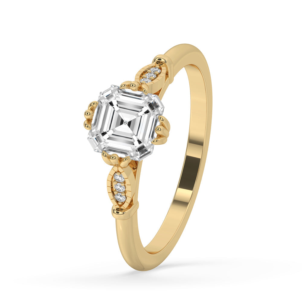 Asscher Cut Diamond Ring With Side Stones Secondary image