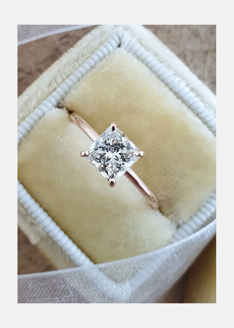 1.02 CT Princess Cut Solitaire Moissanite Engagement Ring