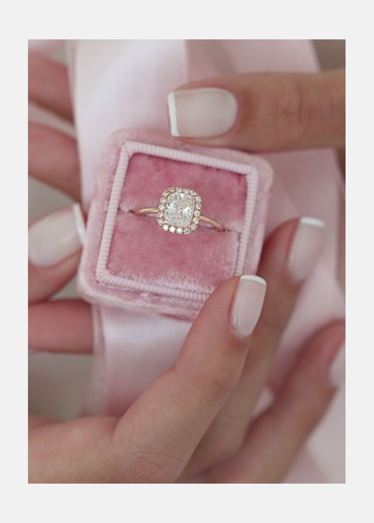 1.50 CT Cushion Cut Moissanite Halo Style Engagement Ring