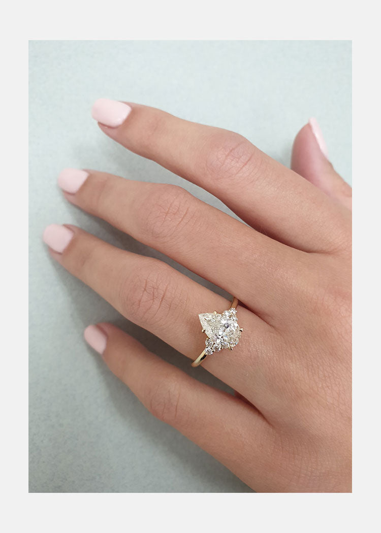1.60 CT Pear Cut Moissanite Cluster Engagement Ring