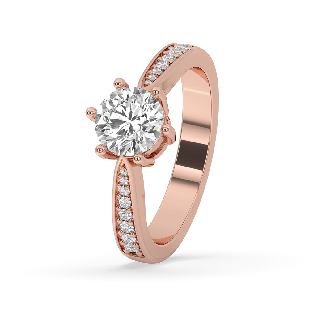 Round Cut Diamond Six Prong Engagement Ring