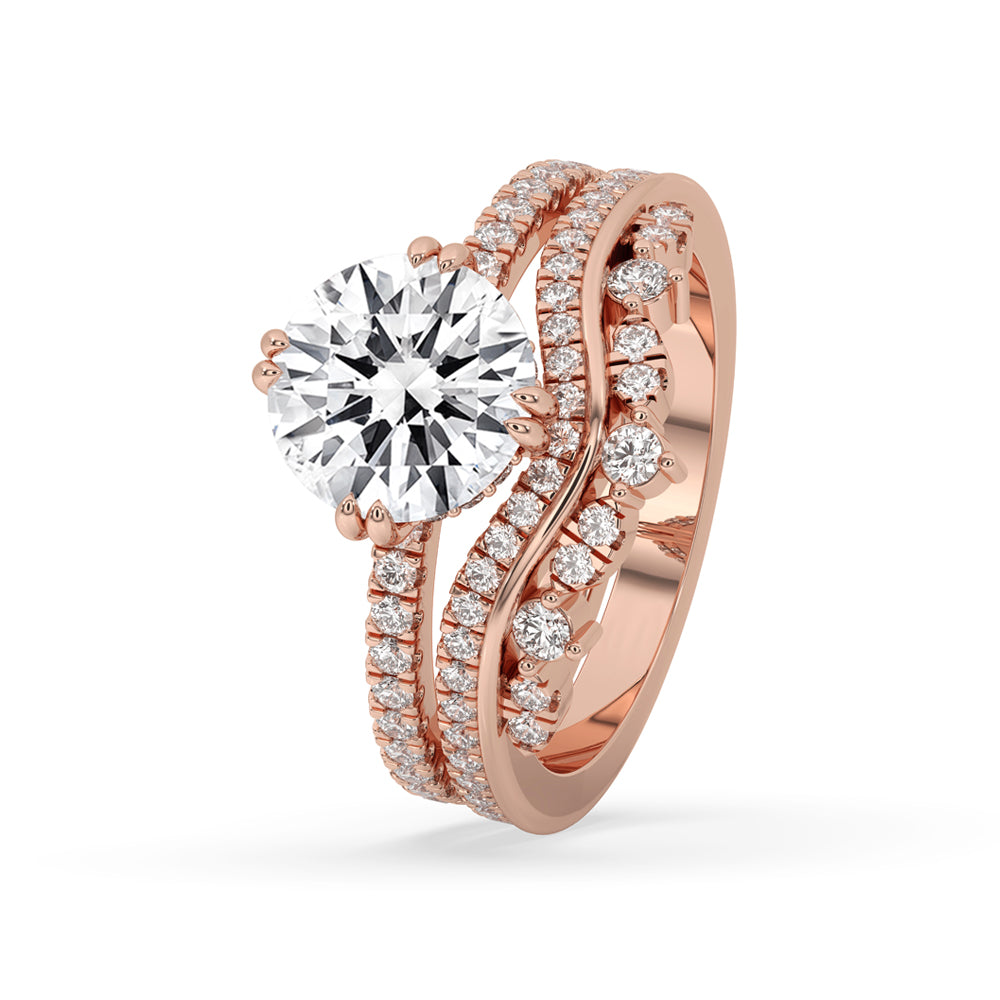 2 Carat Round Diamond Ring With Pave Band Imagen principal del producto