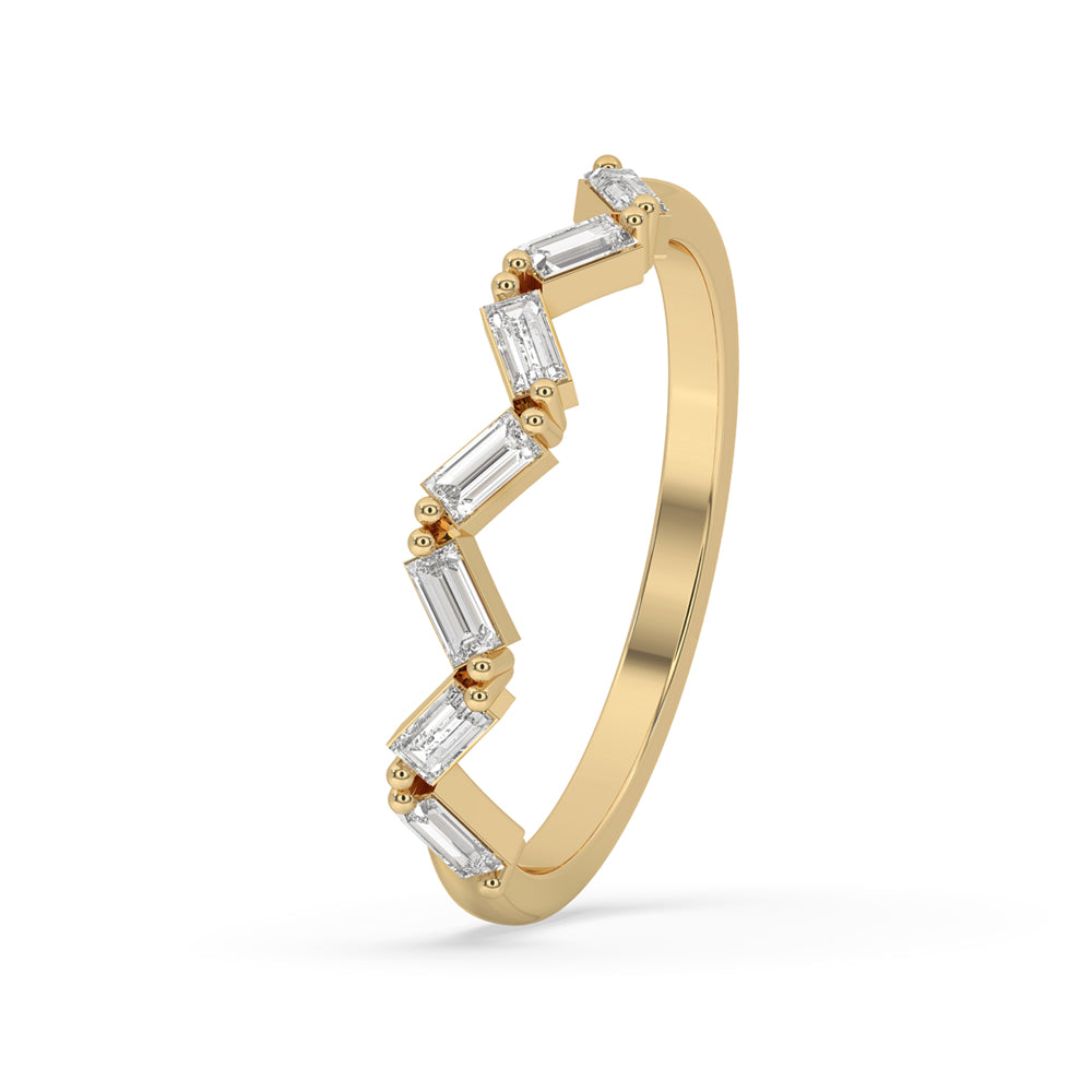 Baguette Wedding Band in Unique Zig Zag Design