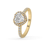 Heart Cut Diamond Ring With Pave Band
