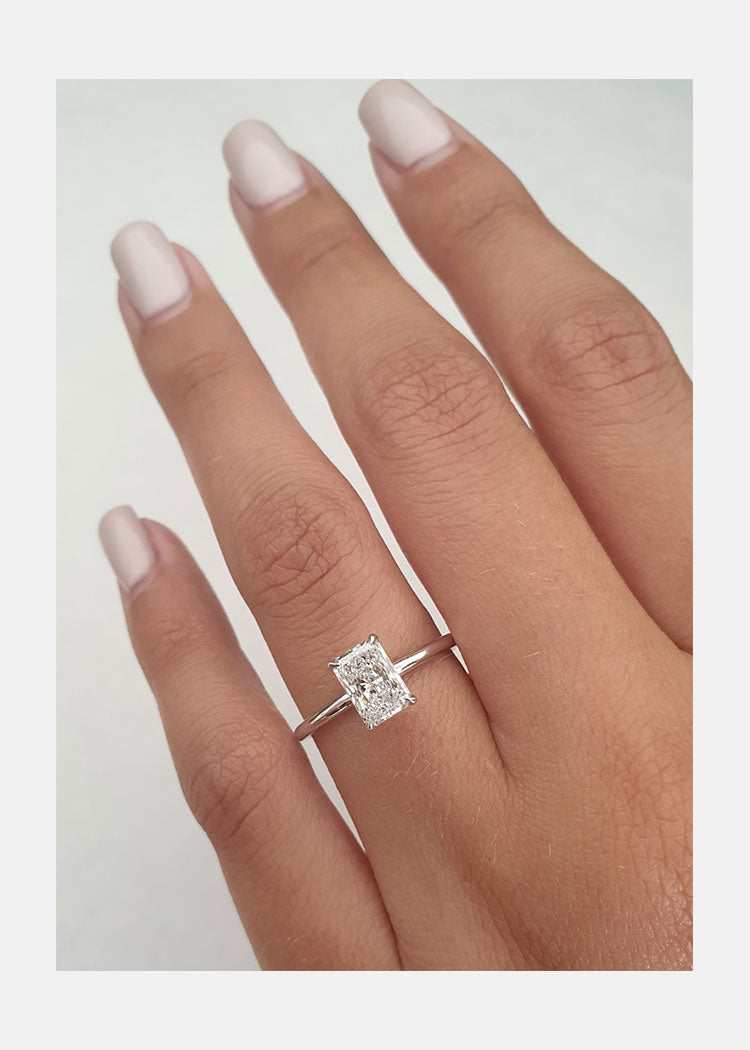 1.0 CT Radiant Cut Moissanite Solitaire Style Engagement Ring