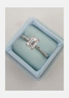 1.0 CT Emerald Cut Solitaire Dainty Moissanite Engagement Ring