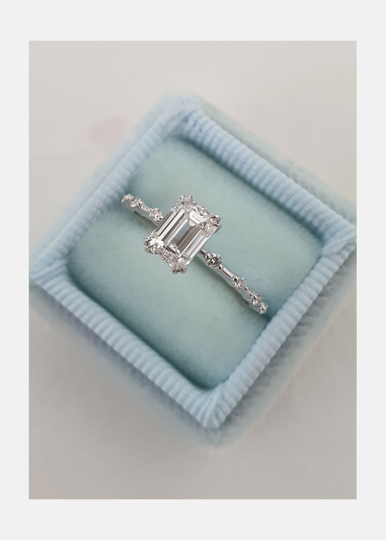 1.0 CT Emerald Cut Solitaire Dainty Moissanite Engagement Ring