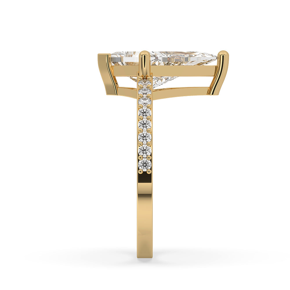 Kite Cut Diamond Engagement Ring In Pave Style