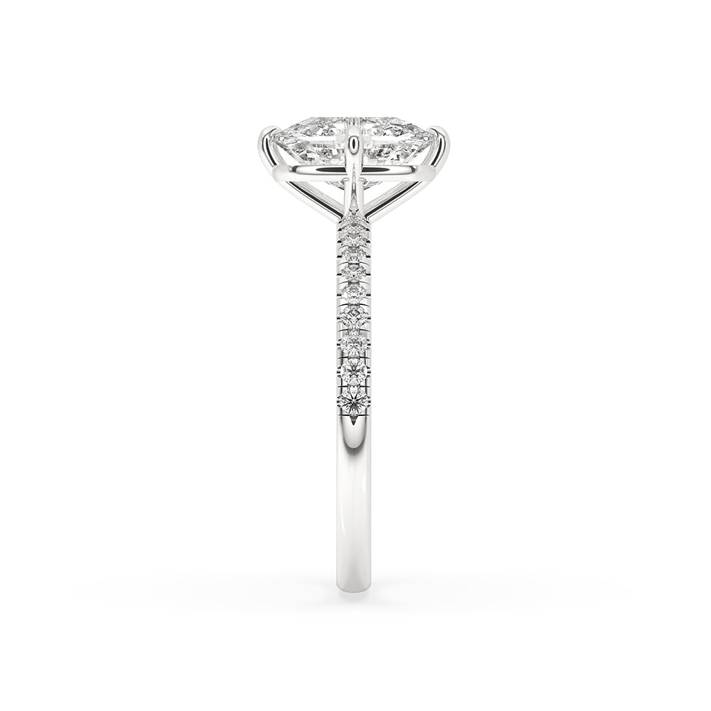 Cushion Cut Compass Prong Engagement Ring