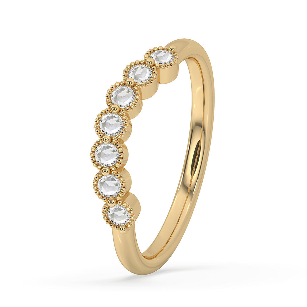 Round Rose Cut Curved Wedding Band