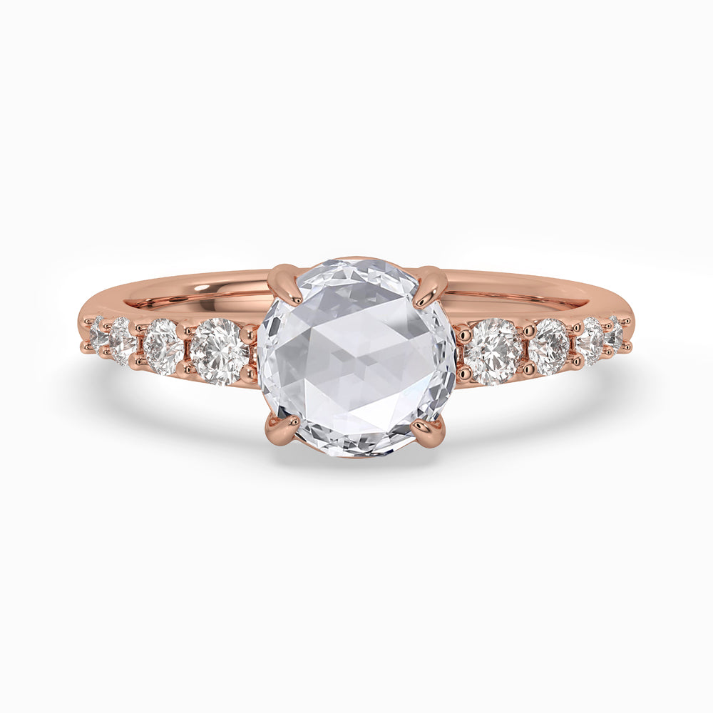 Rose Gold Engagement Ring With Round Rose Cut Diamond Main image