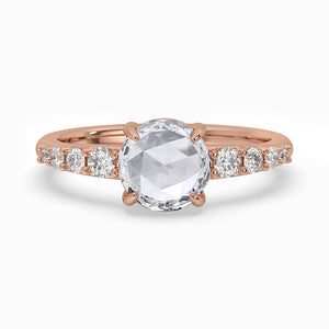 Rose Gold Engagement Ring With Round Rose Cut Diamond