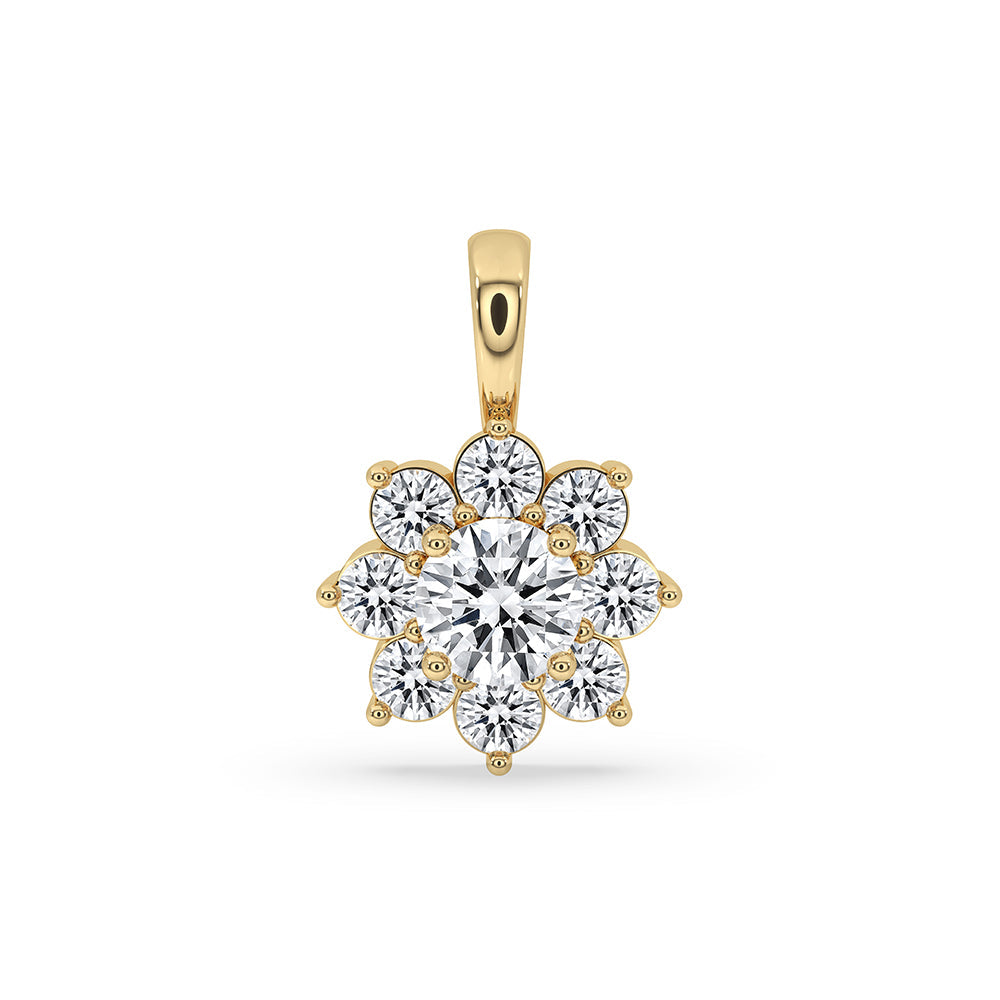 Cluster Halo Yellow Gold Diamond Pendant Main image