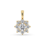 Cluster Halo Yellow Gold Diamond Pendant