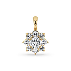 Cluster Halo Yellow Gold Diamond Pendant
